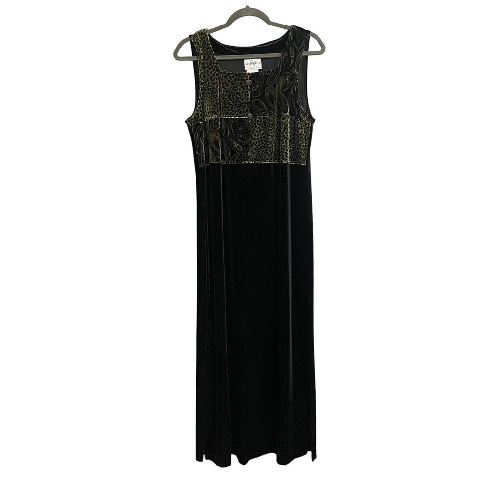 Studio Ease Dress Velvet Stretch Maxi Dress USA Made Womens Sz 6 EUC‎